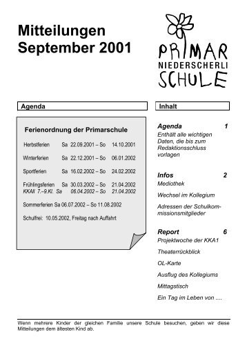 Mitteilungsblatt - Schule Niederscherli