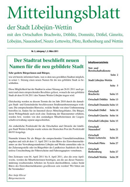 Mitteilungsblatt der Stadt Löbejün-Wettin - Stadt Wettin-Löbejün