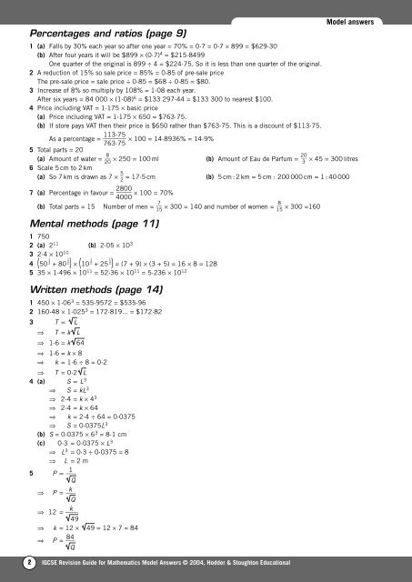 Answers to all pages - Hodder Plus Home