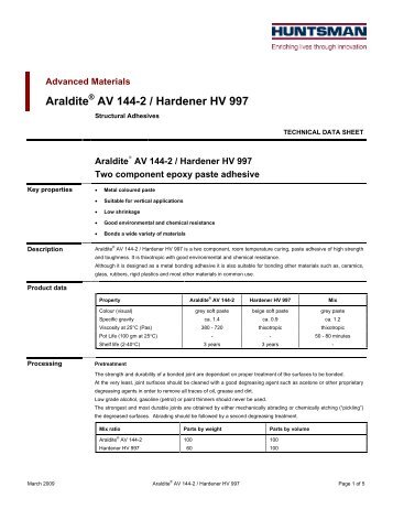 Araldite AV 144-2 / Hardener HV 997 - DanLube