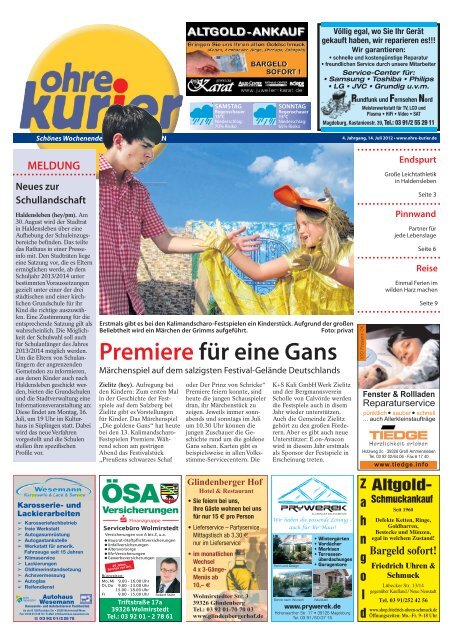 Premiere für eine Gans - ohre-kurier