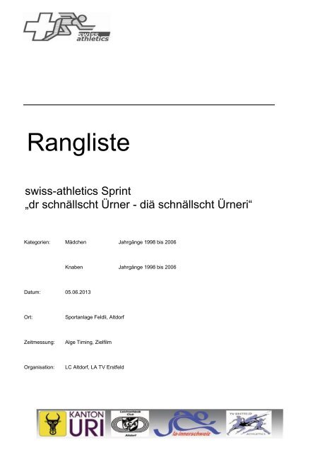 Rangliste - LC Altdorf