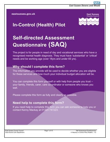 East Sussex Pilot SAQ; TASC Questionnaire (pdf - 512Kb)