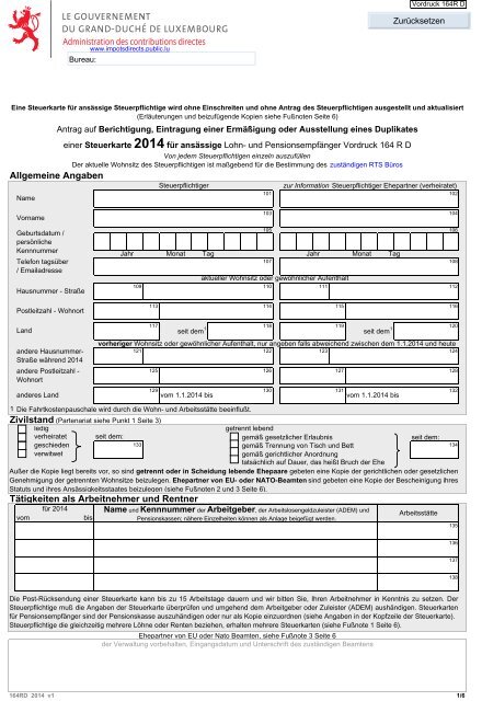 Vordruck 164 Administration Des Contributions Directes