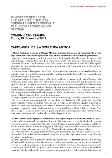 Cartella stampa - Soprintendenza archeologica di Roma - Ministero ...