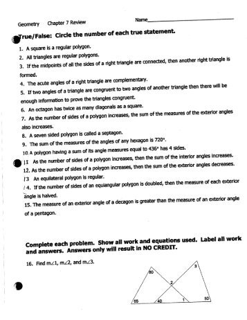 Geometry Chapter 7 Review Name