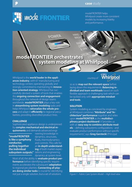 modeFRONTIER orchestrates system modeling at Whirlpool