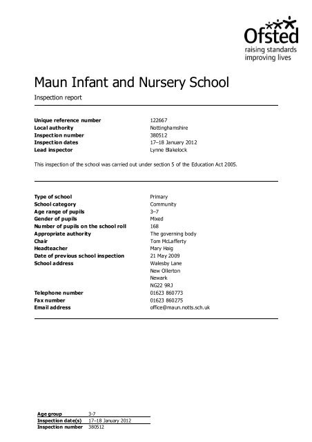 Maun Infant And Nursery School Ofsted Maun Infant And Nursery School Ofsted