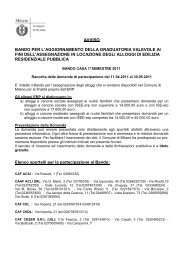 AVVISO bando 1Â° semestre 2011 - Servizi On-line - Comune di Milano