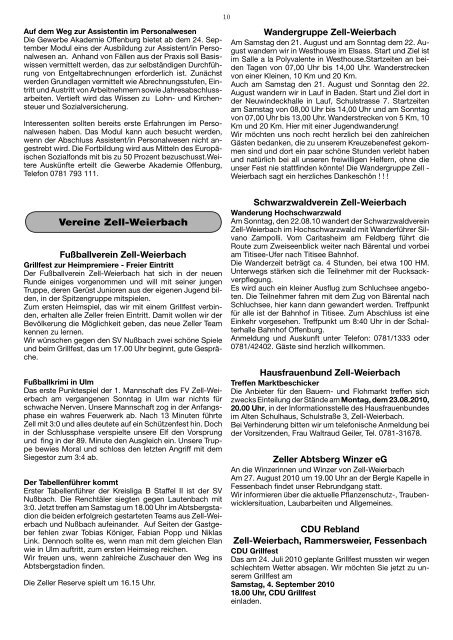 Mitteilungsblatt der Ortsverwaltung Zell-Weierbach