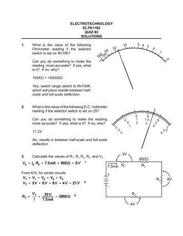 ELECTROTECHNOLOGY ELTK1100 QUIZ #2 SOLUTIONS 1. What ...
