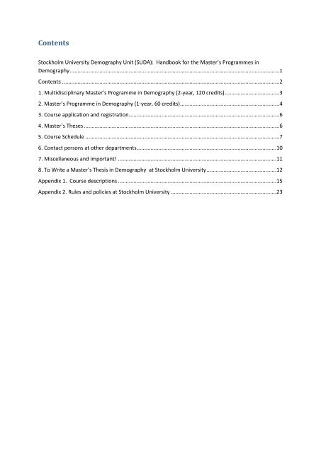 Handbook for the Master's Programmes in Demography - SUDA