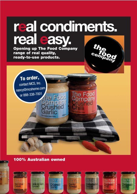 For more information download the Aussie Sauce brochure - MCS