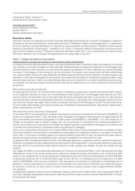 Rapporto sull'Attività Scientifica 2002 - INGV Home Page