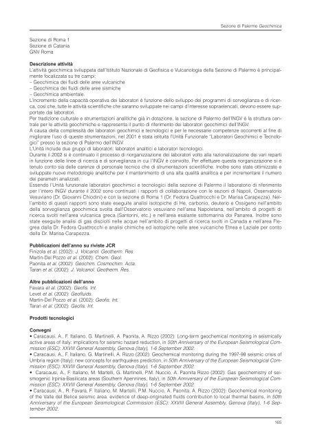 Rapporto sull'Attività Scientifica 2002 - INGV Home Page