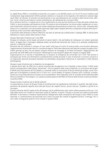 Rapporto sull'Attività Scientifica 2002 - INGV Home Page