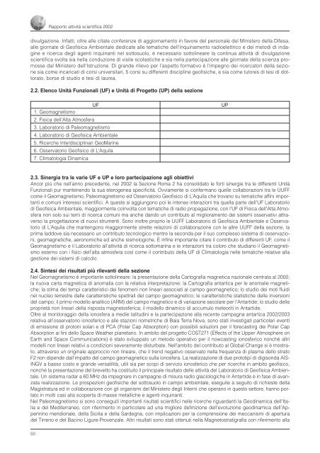 Rapporto sull'Attività Scientifica 2002 - INGV Home Page