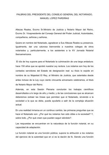 Leer las palabras del Presidente del Consejo General del Notariado ...