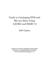 Guide to Cataloging DVD and Blu-ray Discs Using AACR2r ... - OLAC