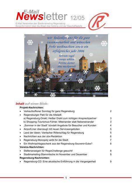 E-Mail Newsletter - Stadtmarketing Regensburg