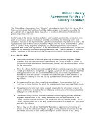 Wilton Library Agreement for Use of Library Facilities