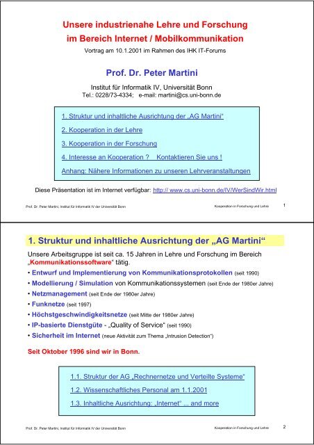 Prof. Dr. Peter Martini - Universität Bonn