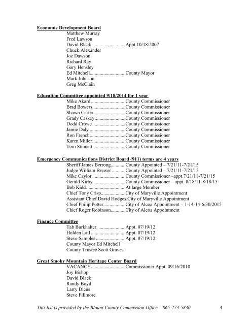 List of Boards and Committees - Blount County Government