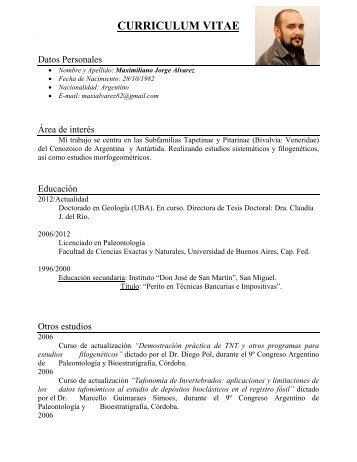 CURRICULUM VITAE - Museo Argentino de Ciencias Naturales