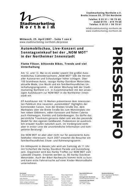 Pressemitteilung als pdf - Stadtmarketing Northeim e.V.