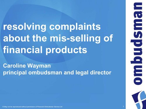 complaints involving mis-sold financial products