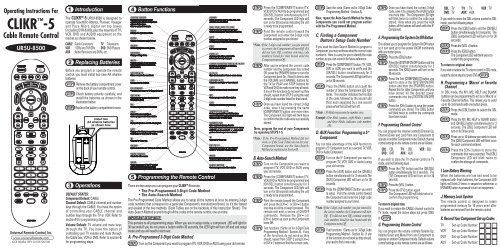 UR5U-8500 Programming Manual - Universal Remote Control
