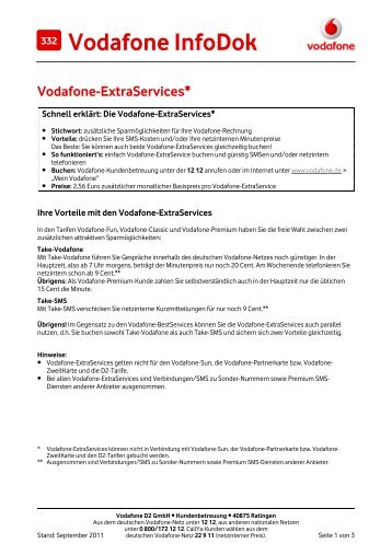 Infodok 332: Vodafone-Extraservices