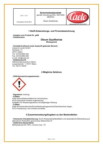 Sicherheitsdatenblatt