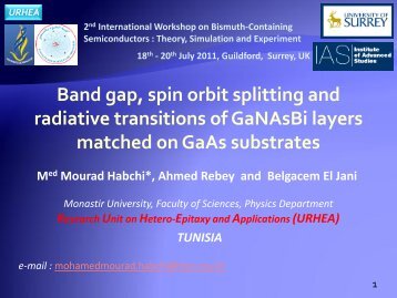 Band gap, spin orbit splitting and radiative transitions of GaNAsBi ...