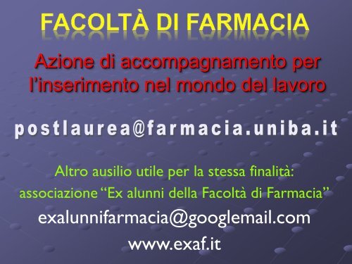 FACOLTÃ DI FARMACIA - Farmacia - UniversitÃ  degli Studi di Bari