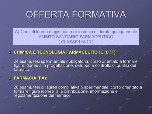 FACOLTÃ DI FARMACIA - Farmacia - UniversitÃ  degli Studi di Bari