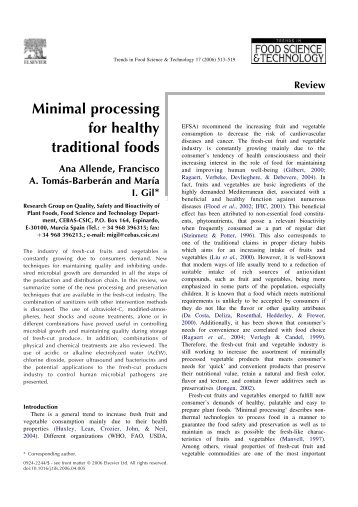 Minimal processing for healthy traditional foods