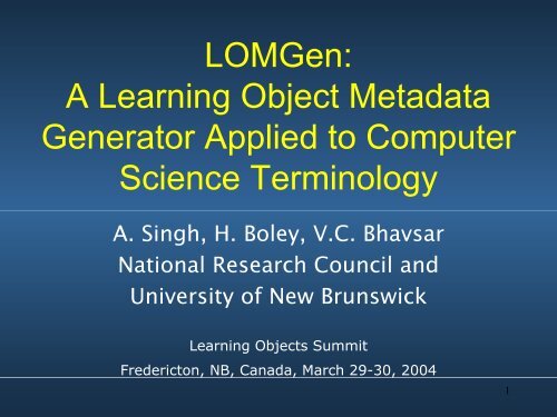 LOMGen - CS - University of New Brunswick
