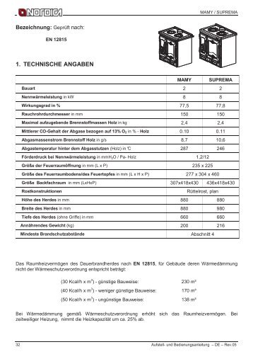 Bedienungsanleitung Suprema - ofenseite.com