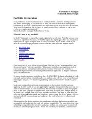 Portfolio Preparation - University of Michigan School of Art and Design