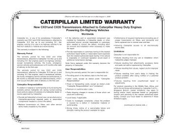 CAT CX31 Transmission Warranty Info - LZ Bus Company Inc.