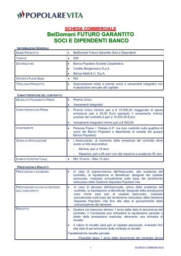 Scheda Commerciale - Popolare vita