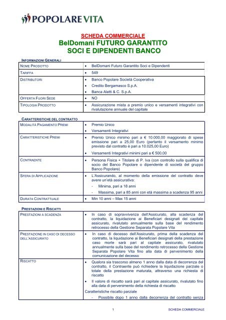 Scheda Commerciale - Popolare vita