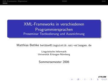 XML-Frameworks in verschiedenen ... - Matthias Bethke