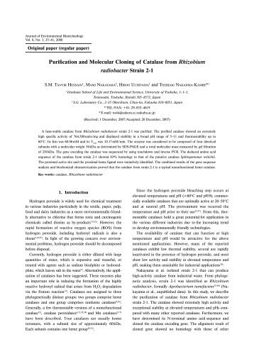 Purification and Molecular Cloning of Catalase from Rhizobium ...