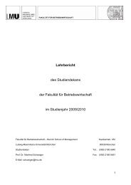 Lehrbericht des Jahres 2009/2010 - FakultÃ¤t fÃ¼r Betriebswirtschaft