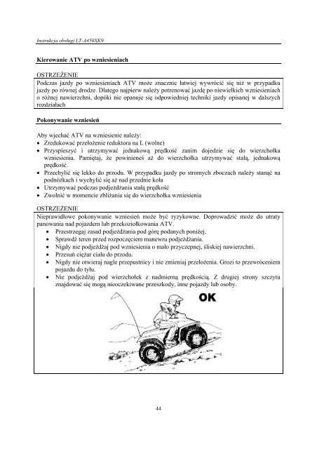 instrukcja obsługi czterokołowca suzuki lt –a450x - Suzuki Motor ...