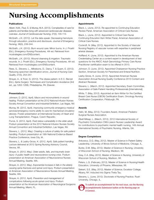2012 Nursing Practice and Progress Annual Report (pdf) - UW Health