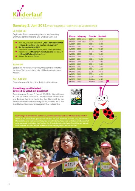 Infos und Programm 2012 - Österreichischer Frauenlauf