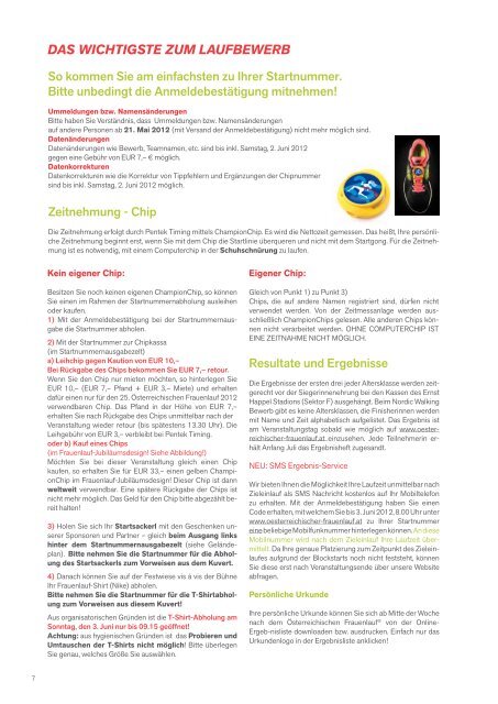 Infos und Programm 2012 - Österreichischer Frauenlauf